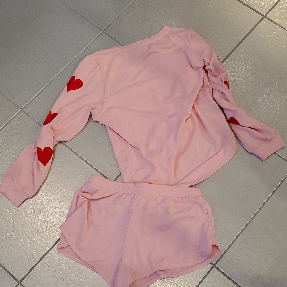 Betsey Johnson Pink Pajama Set with Red Hearts - Picture 9 of 9